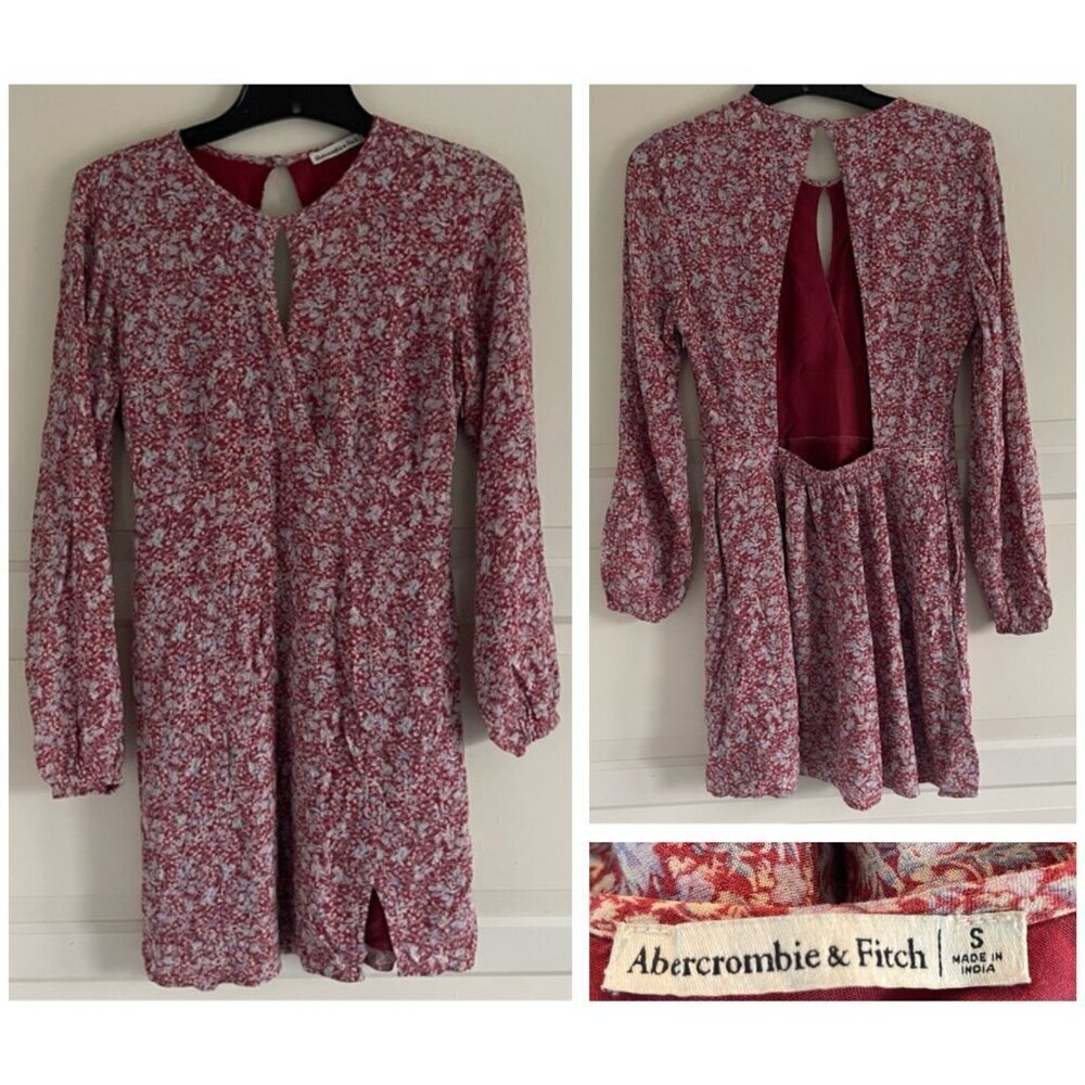 Abercrombie & Fitch Red Floral Keyhole Open Back Mini Dress 20793